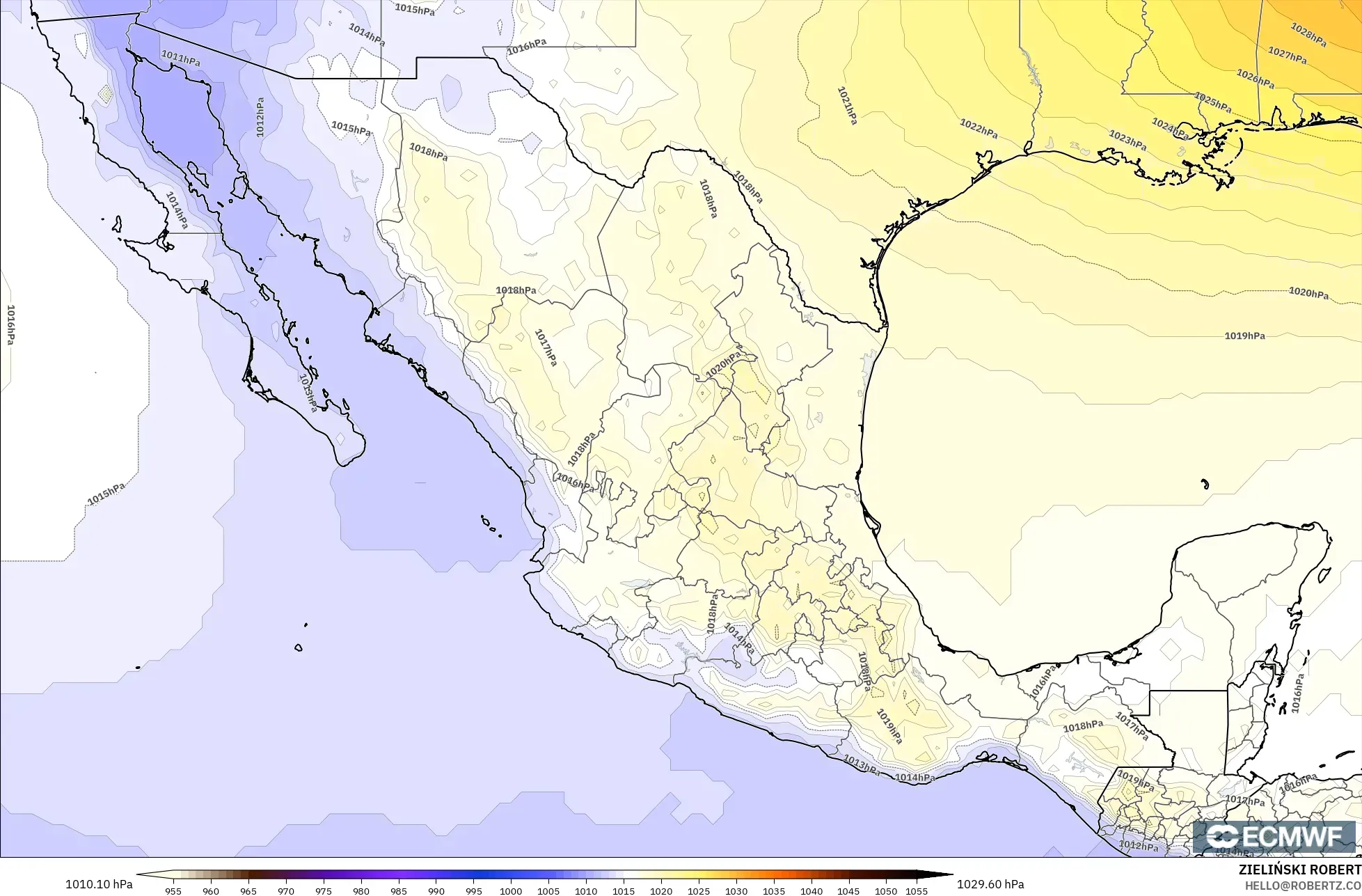 ECMWF IFS 0.25° modelo - México, Presión