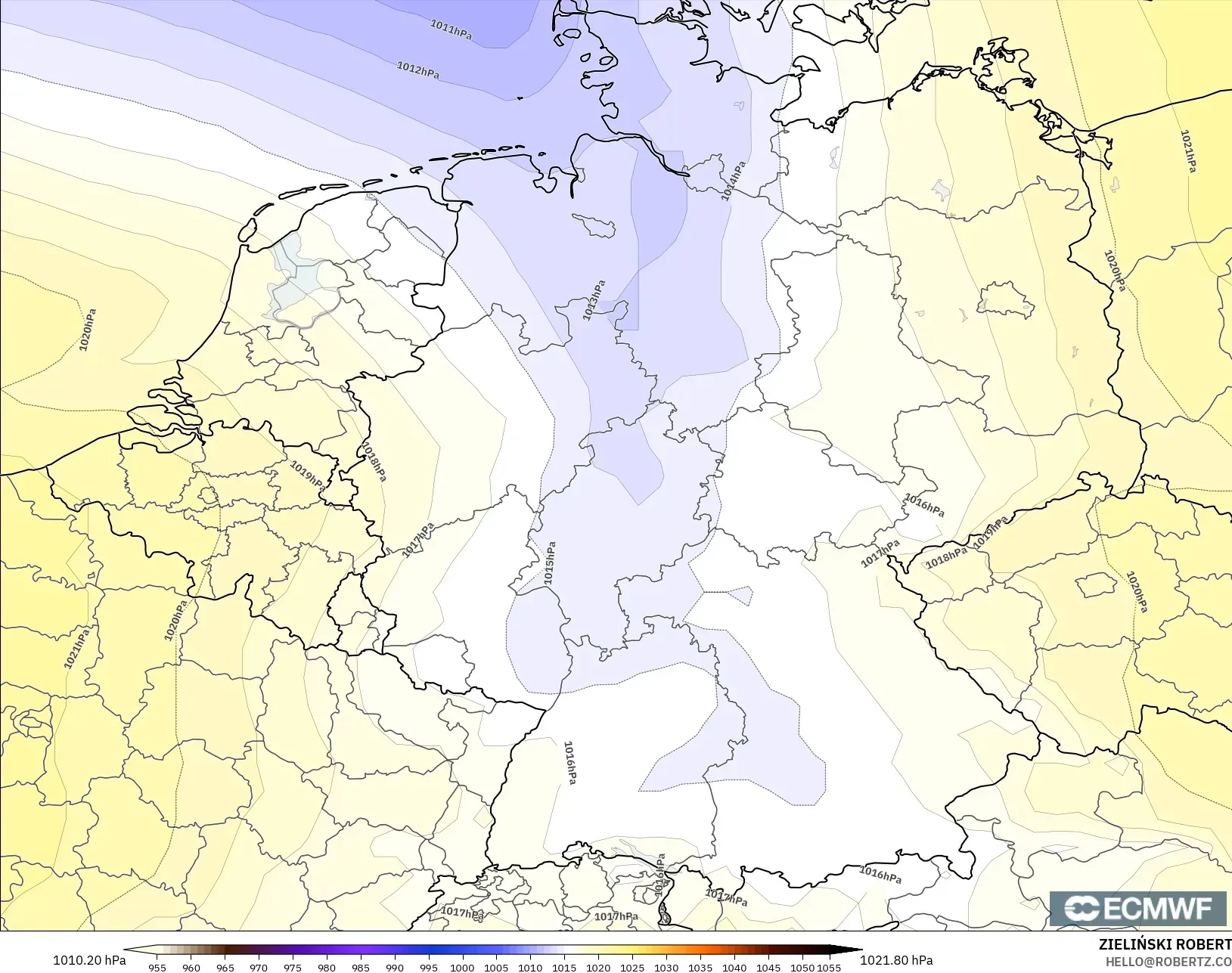 ECMWF IFS 0.25° modelo - Alemania, Presión