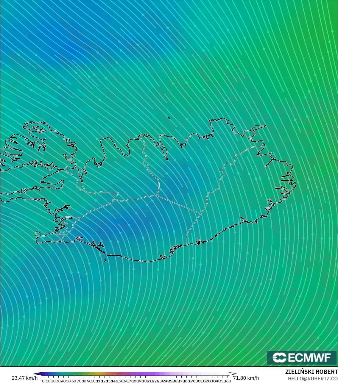 ECMWF IFS 0.25° modelo - Islandia, Viento a 300 hPa (corriente en chorro)