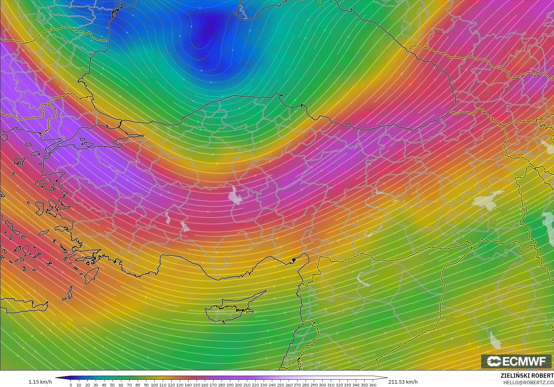 ECMWF IFS 0.25° modelo - Turquía, Viento a 300 hPa (corriente en chorro)