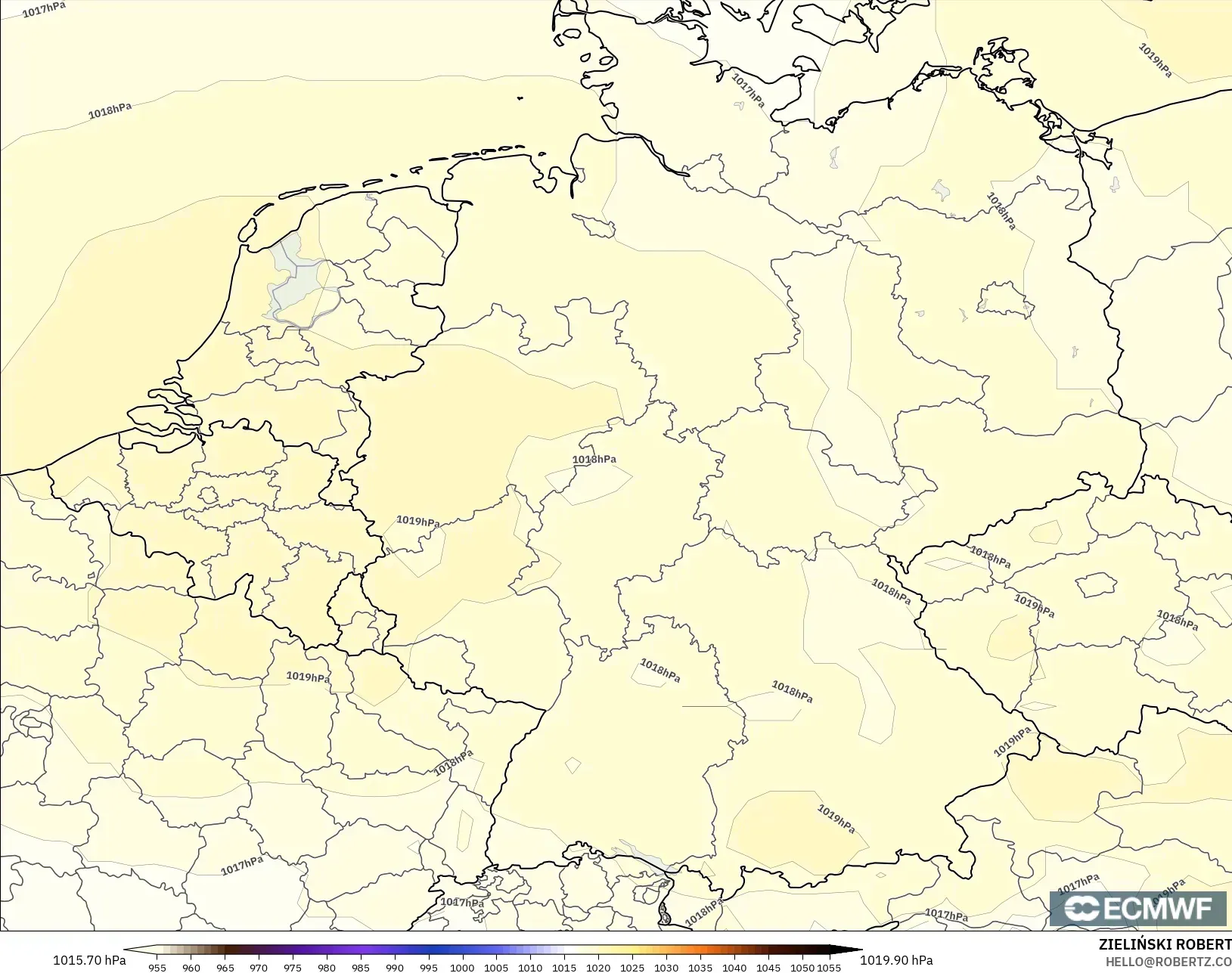 ECMWF IFS 0.25° modelo - Alemania, Presión