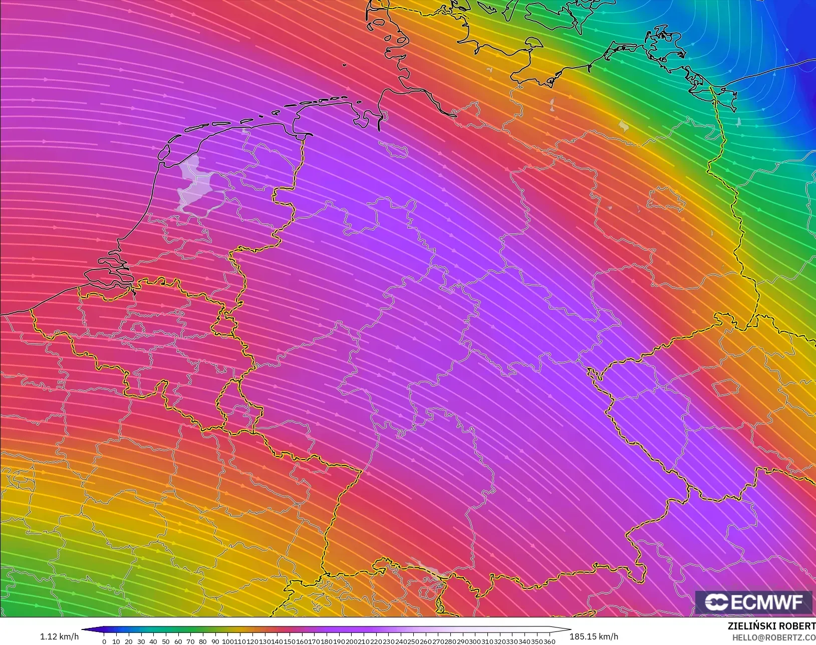 ECMWF IFS 0.25° modelo - Alemania, Viento a 300 hPa (corriente en chorro)