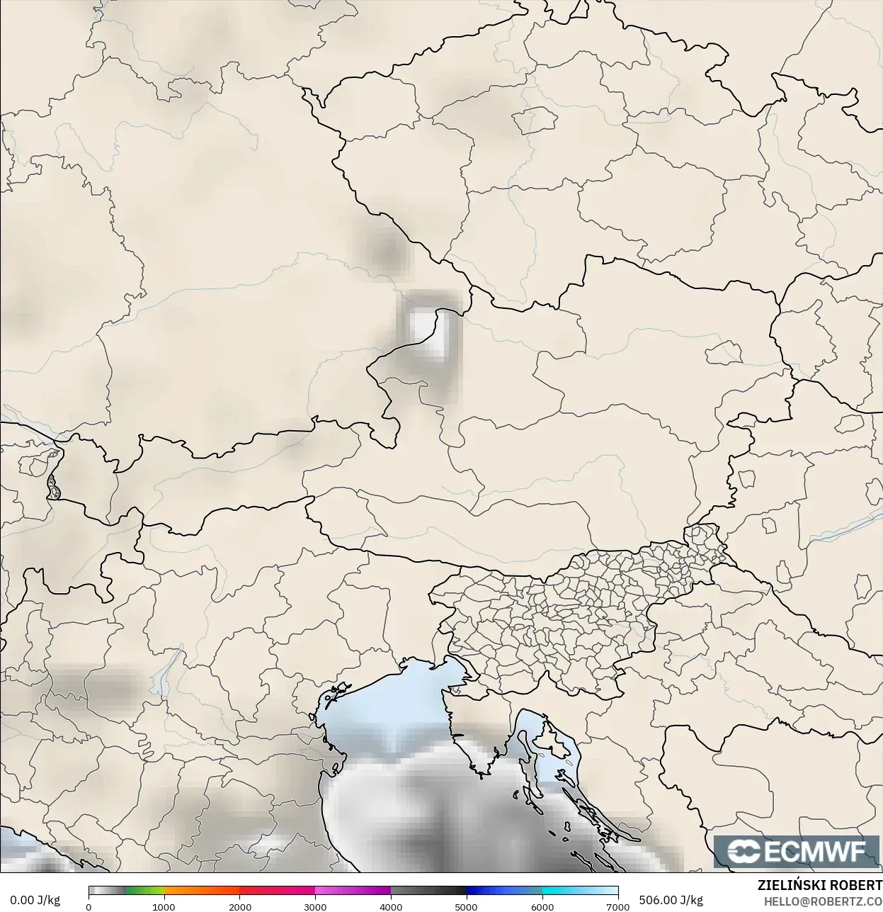 ECMWF IFS 0.25° modelo - Austria, CAPE