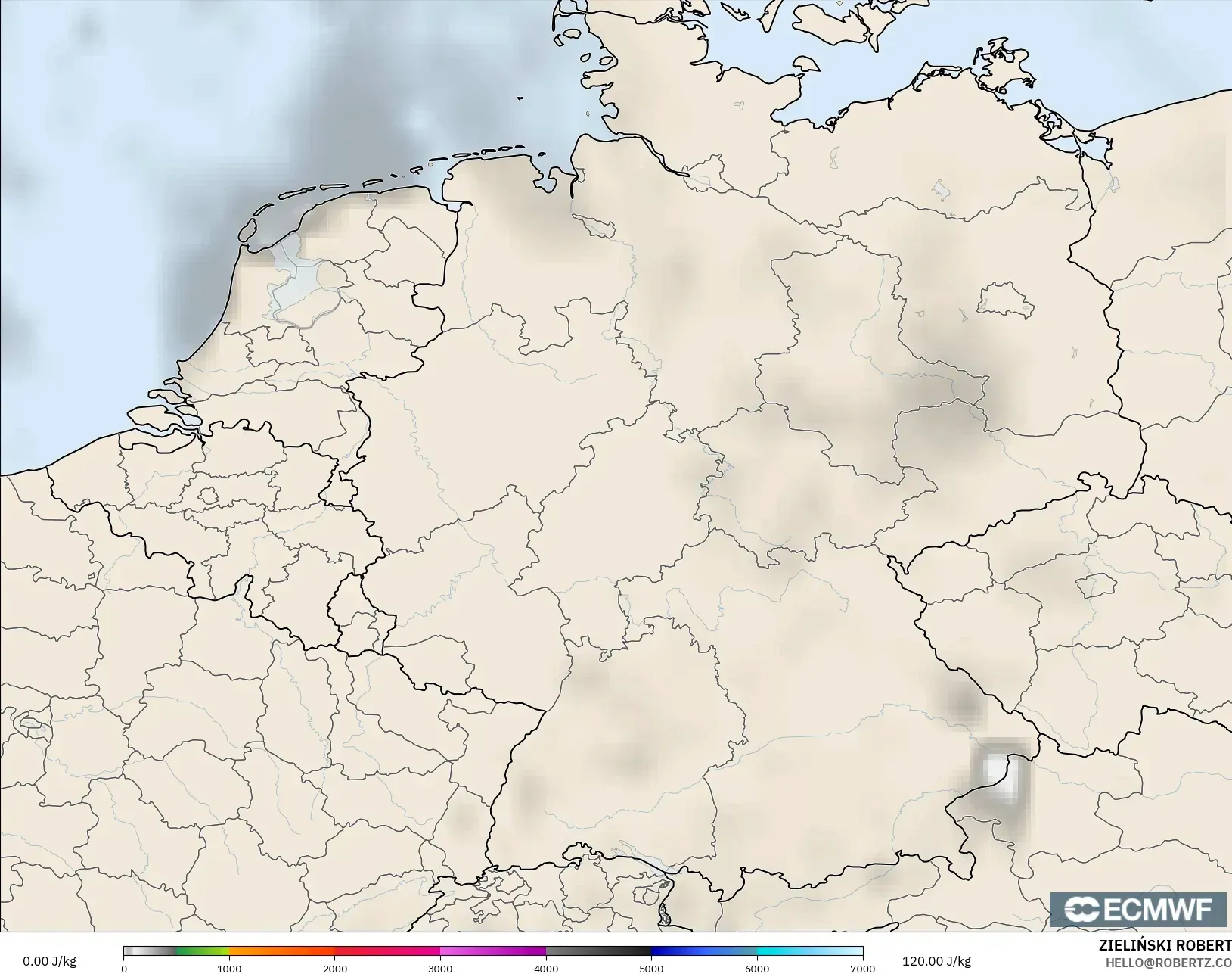 ECMWF IFS 0.25° modelo - Alemania, CAPE