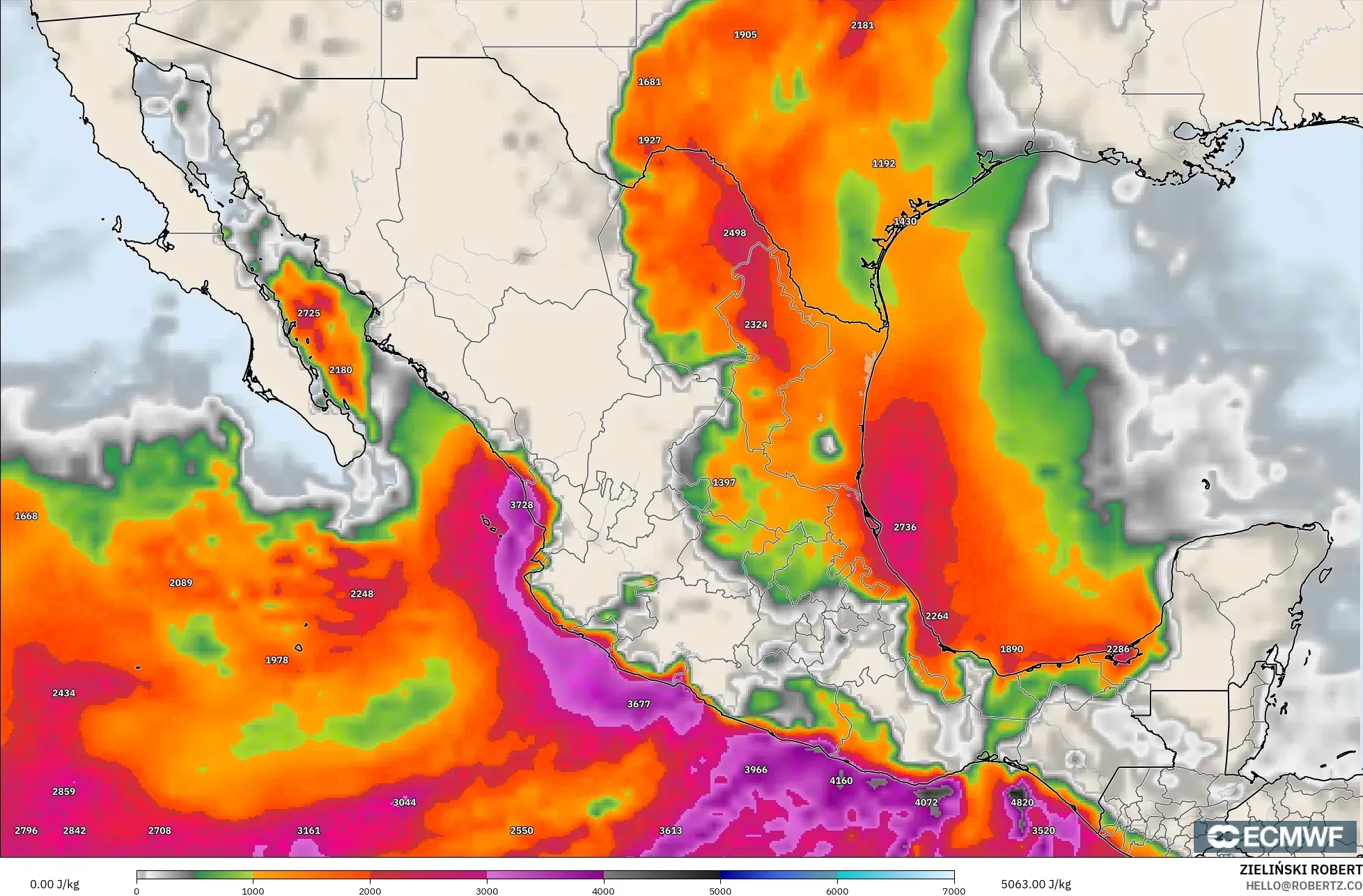 ECMWF IFS 0.25° modelo - México, CAPE