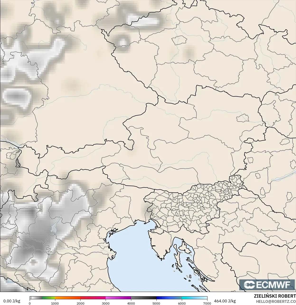 ECMWF IFS 0.25° modelo - Austria, CAPE
