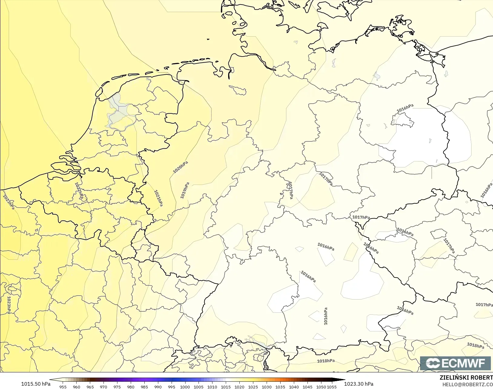 ECMWF IFS 0.25° modelo - Alemania, Presión