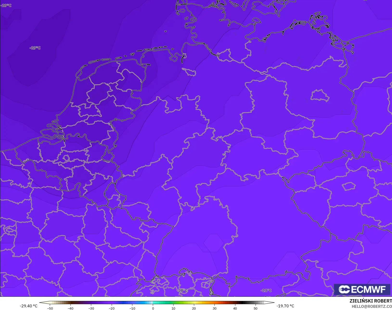 ECMWF IFS 0.25° modelo - Alemania, Temperatura a 500 hPa