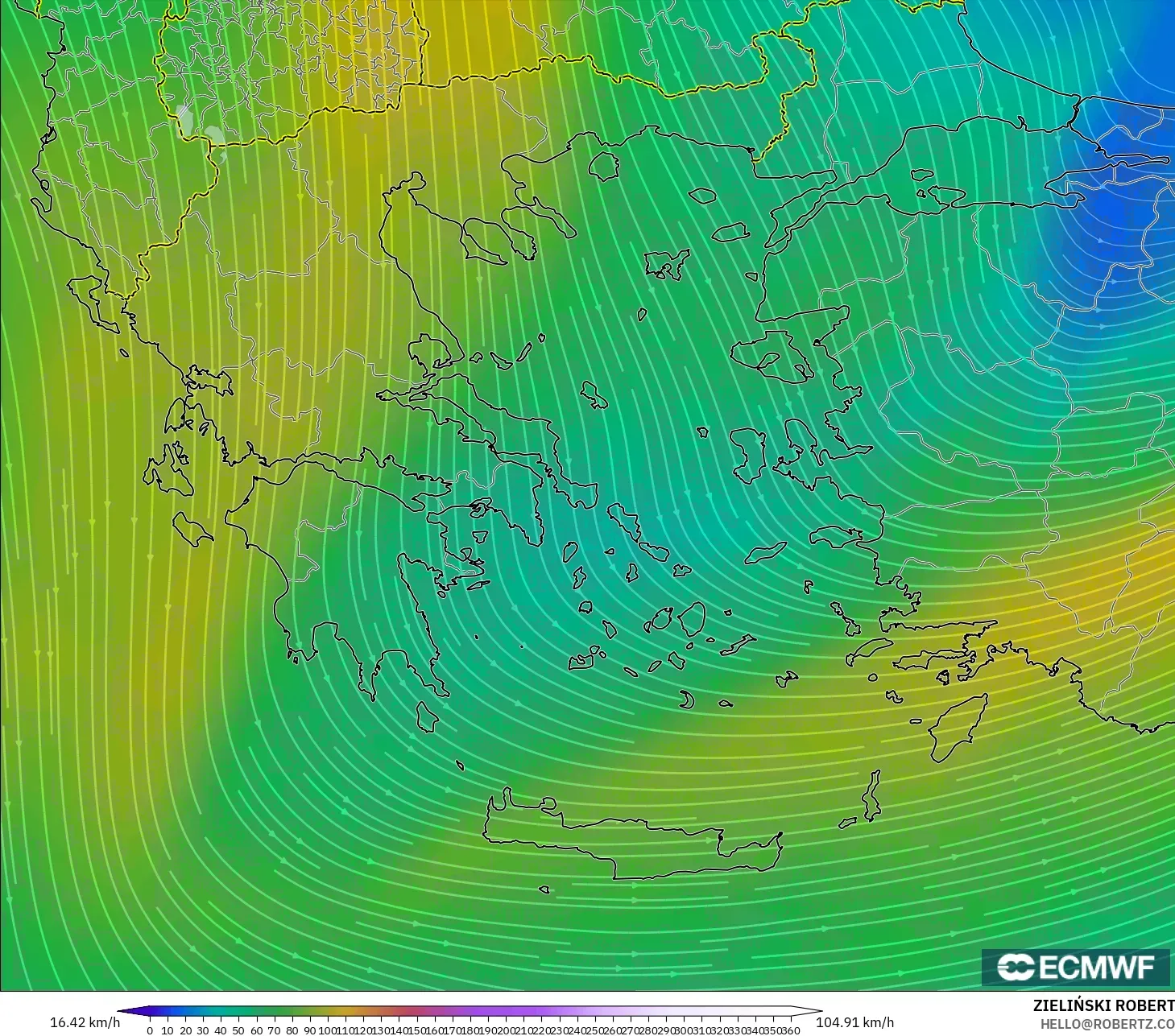 ECMWF IFS 0.25° modelo - Grecia, Viento a 300 hPa (corriente en chorro)