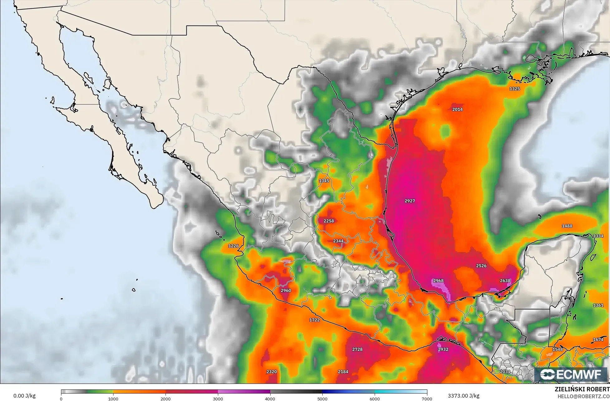 ECMWF IFS 0.25° modelo - México, CAPE