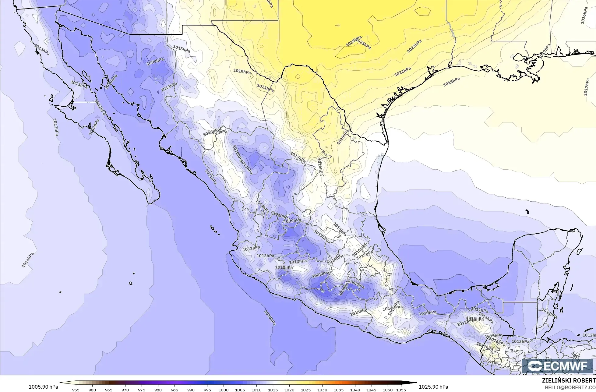 ECMWF IFS 0.25° modelo - México, Presión
