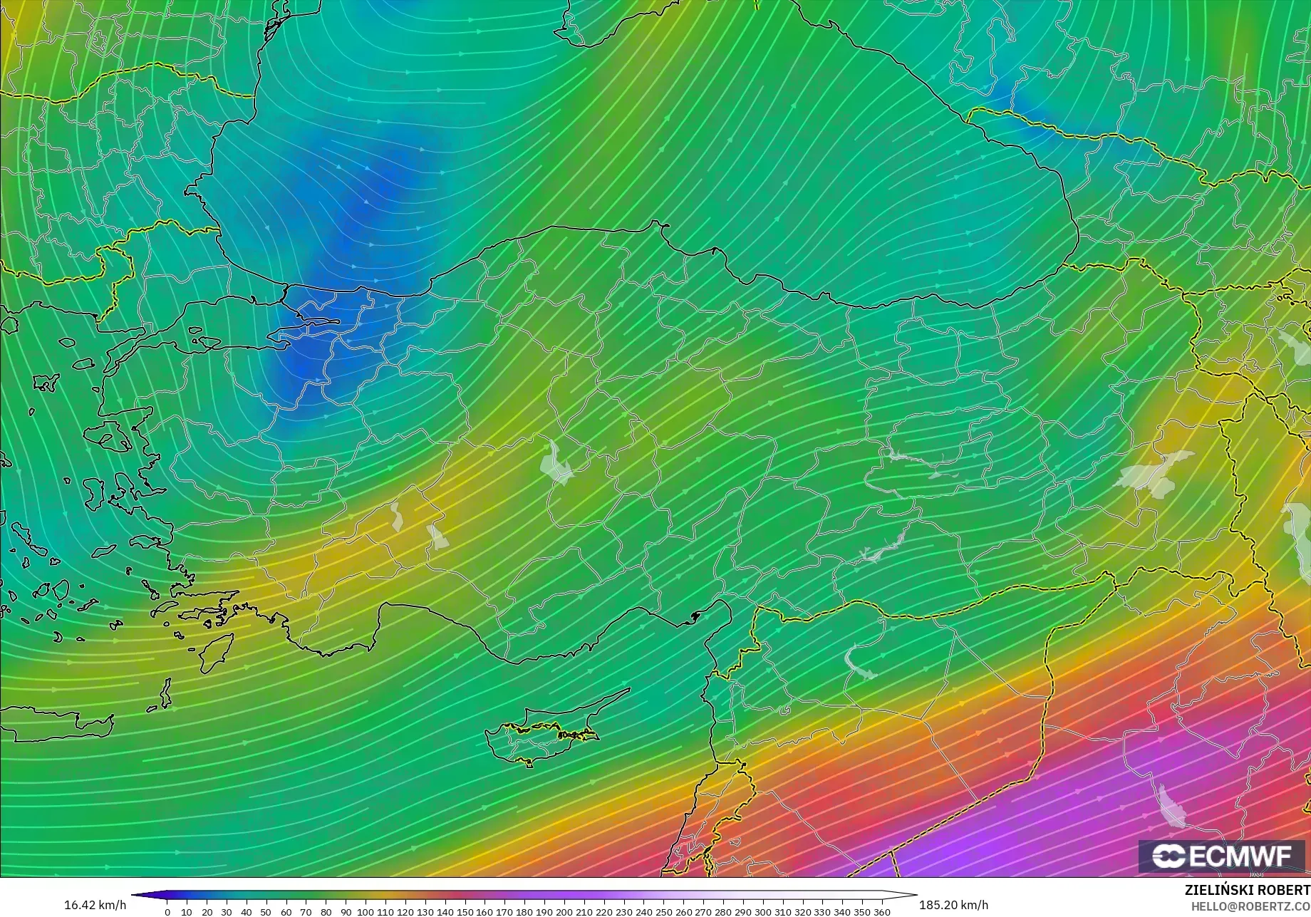 ECMWF IFS 0.25° modelo - Turquía, Viento a 300 hPa (corriente en chorro)