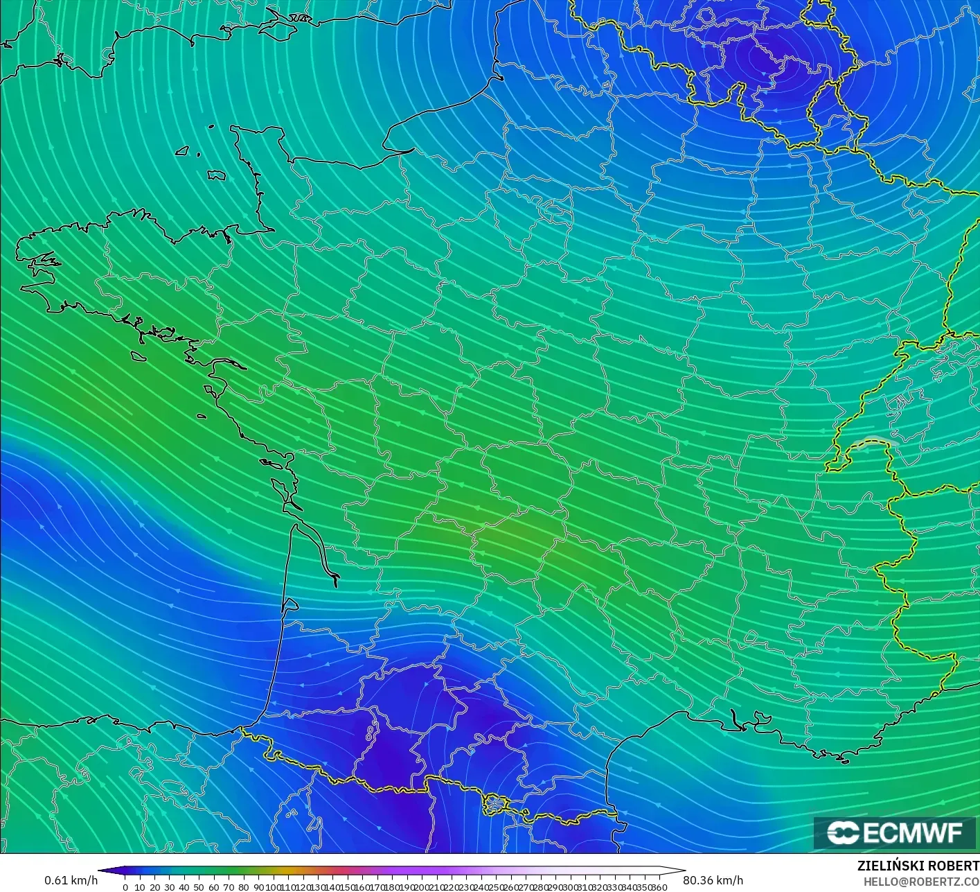 ECMWF IFS 0.25° modelo - Francia, Viento a 300 hPa (corriente en chorro)