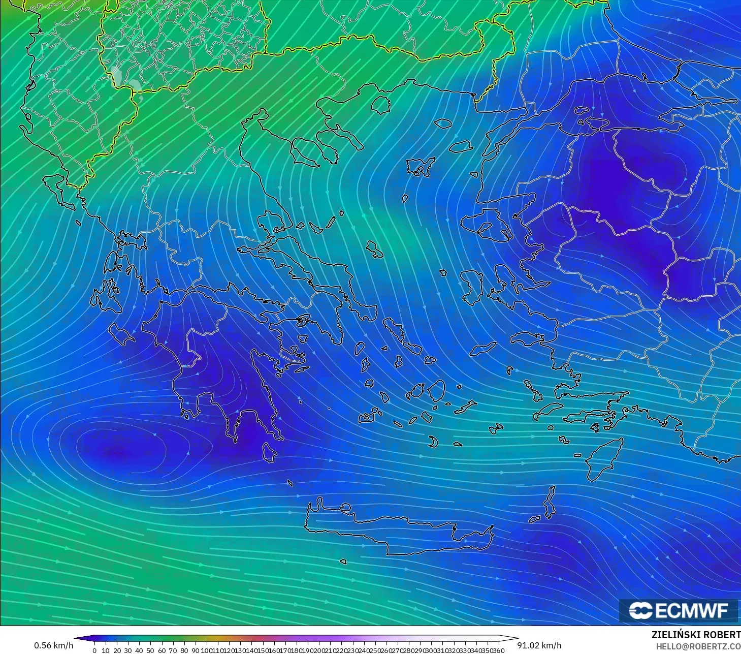 ECMWF IFS 0.25° modelo - Grecia, Viento a 300 hPa (corriente en chorro)