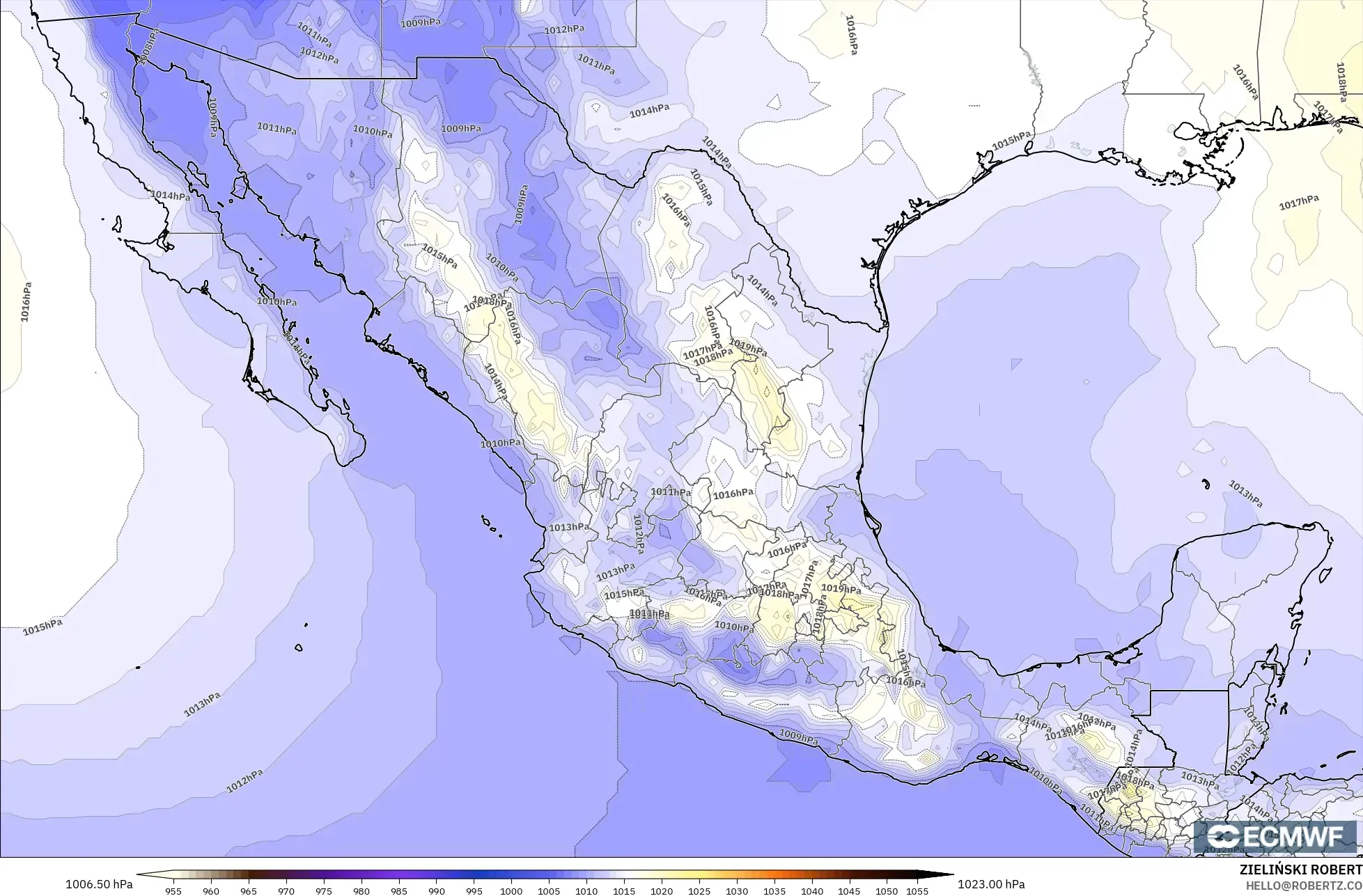 ECMWF IFS 0.25° modelo - México, Presión