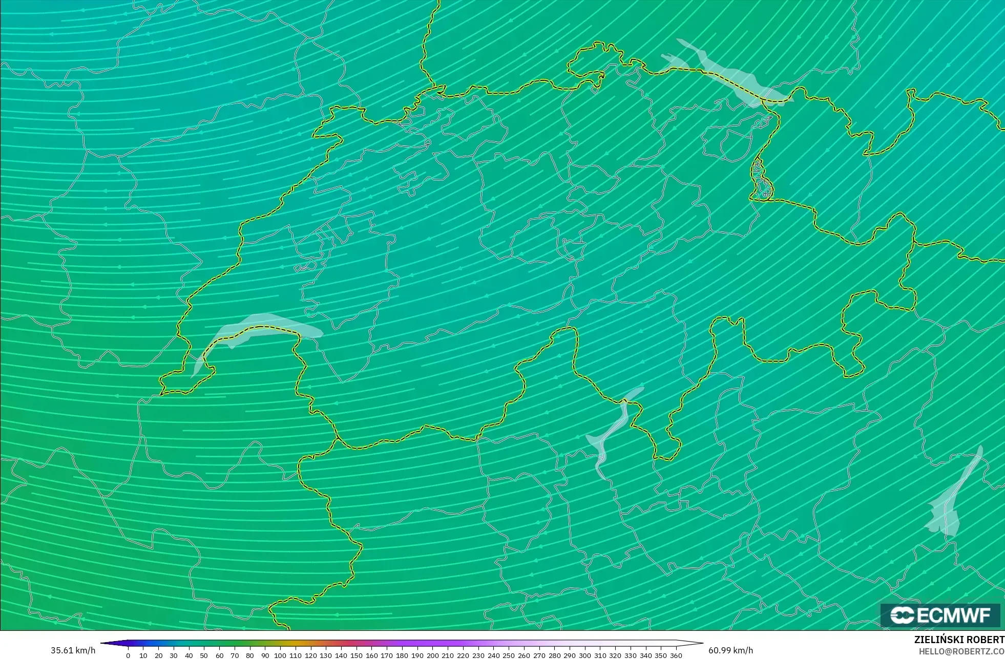 ECMWF IFS 0.25° modelo - Suiza, Viento a 300 hPa (corriente en chorro)