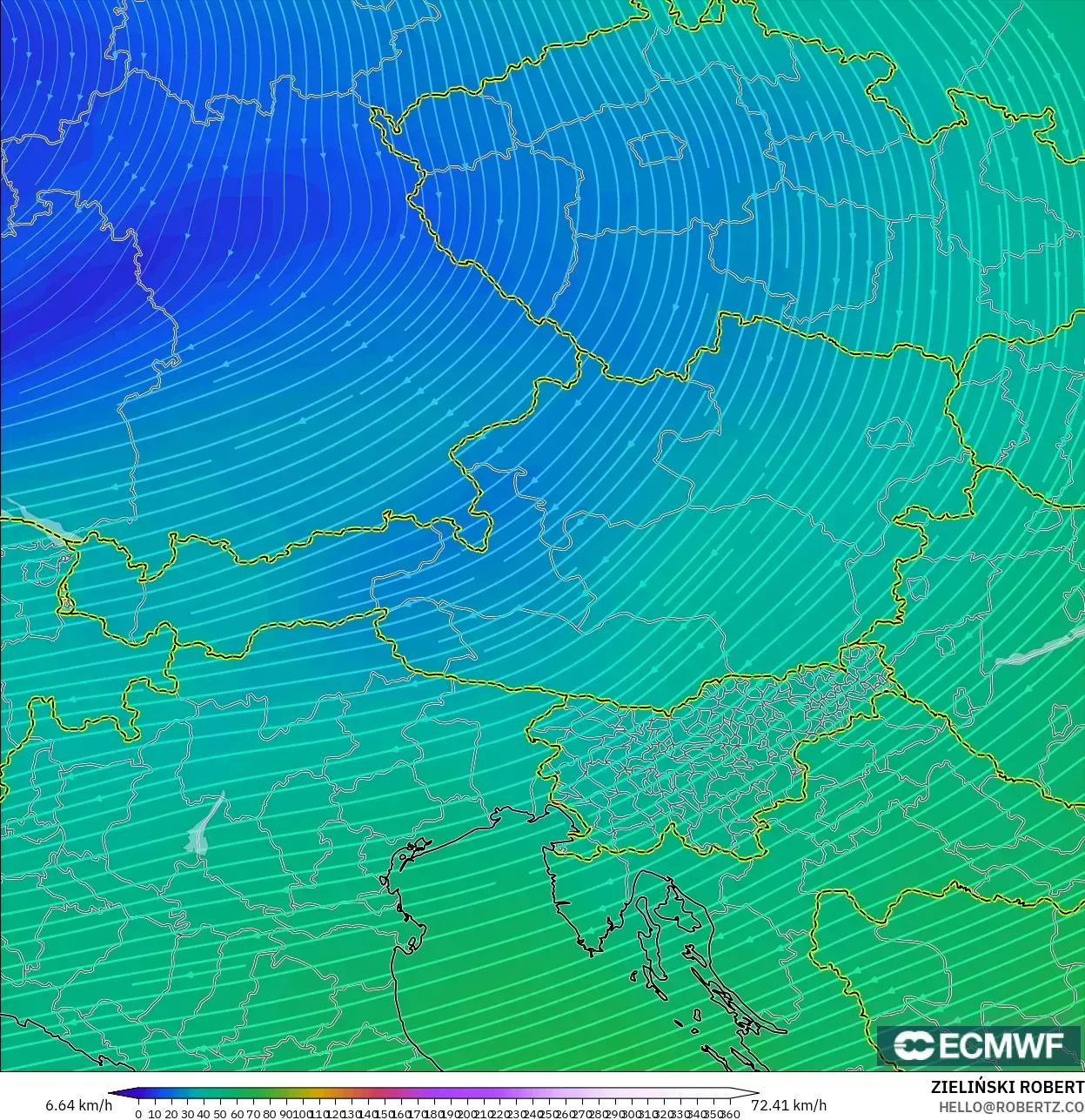 ECMWF IFS 0.25° modelo - Austria, Viento a 300 hPa (corriente en chorro)