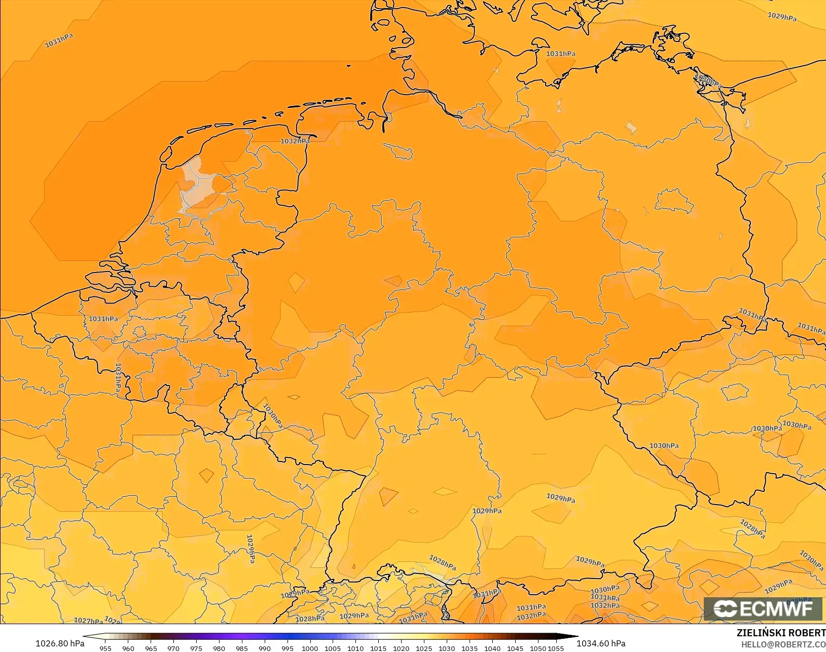 ECMWF IFS 0.25° modelo - Alemania, Presión
