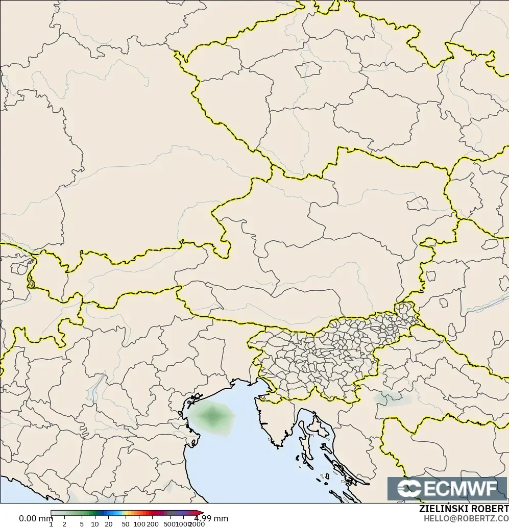 ECMWF IFS 0.25° modelo - Austria, Acumulación de precipitación