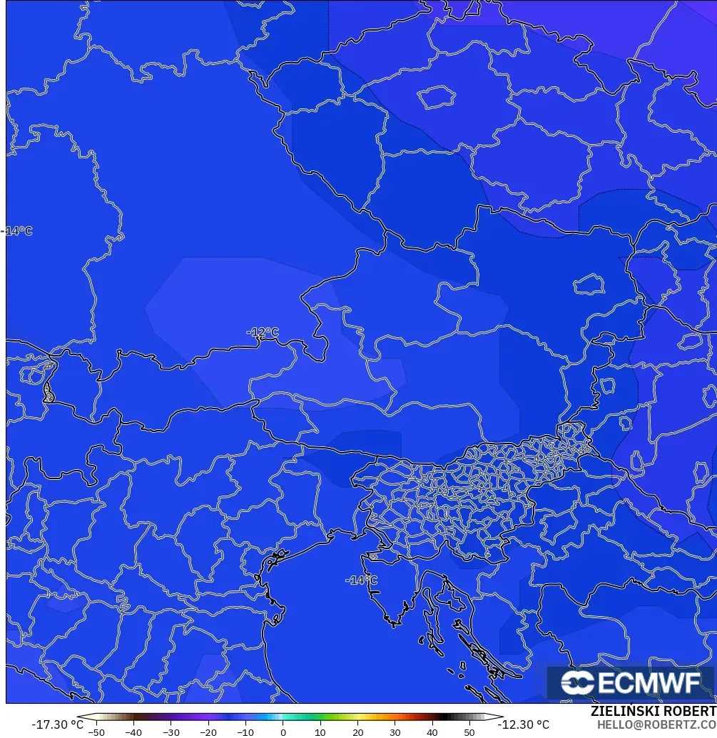 ECMWF IFS 0.25° modelo - Austria, Temperatura a 500 hPa