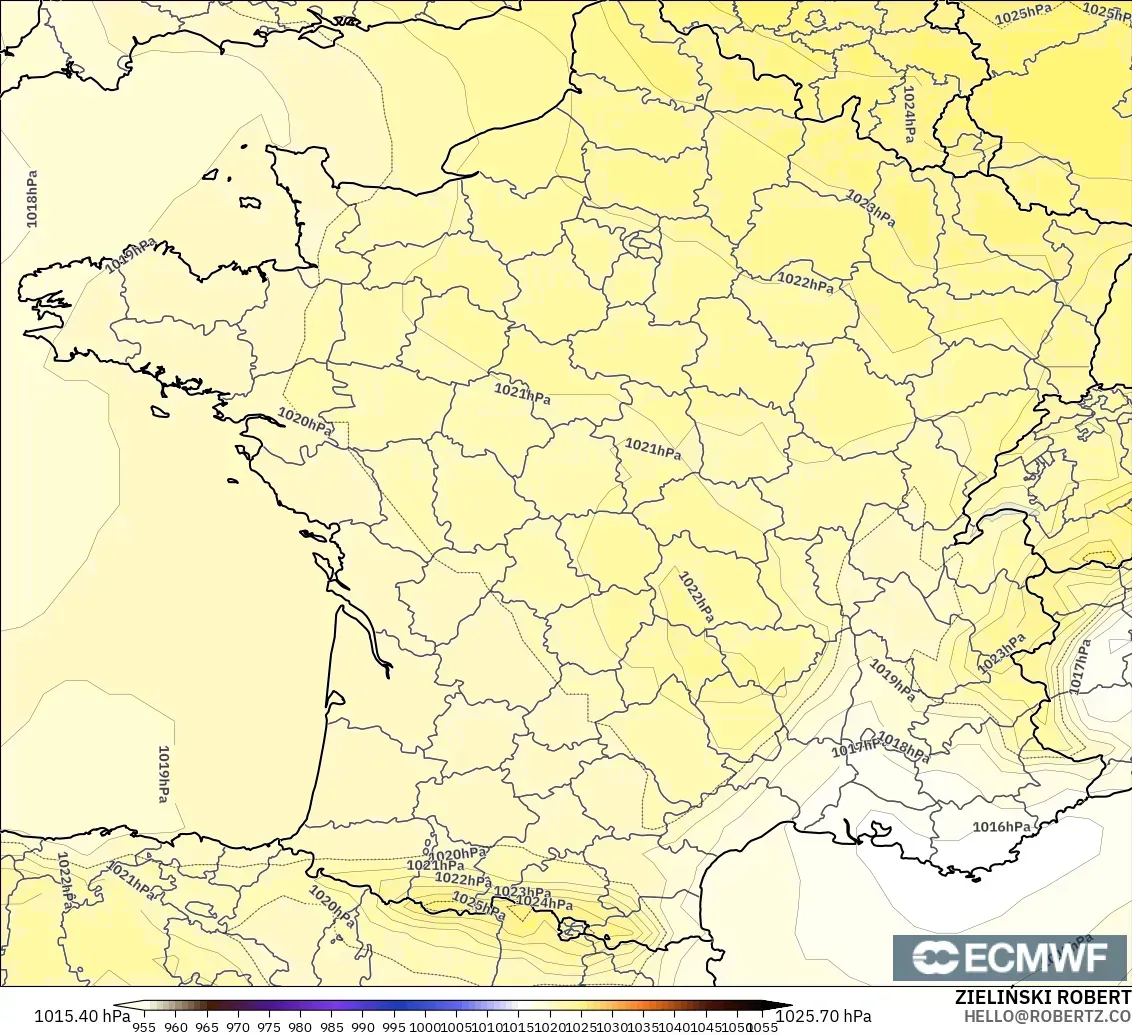 ECMWF IFS 0.25° modelo - Francia, Presión