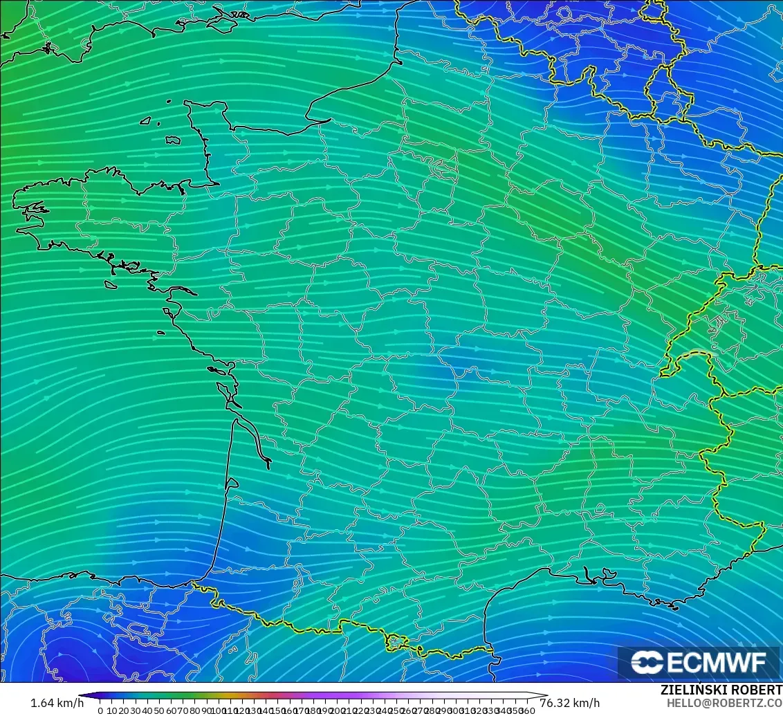 ECMWF IFS 0.25° modelo - Francia, Viento a 300 hPa (corriente en chorro)