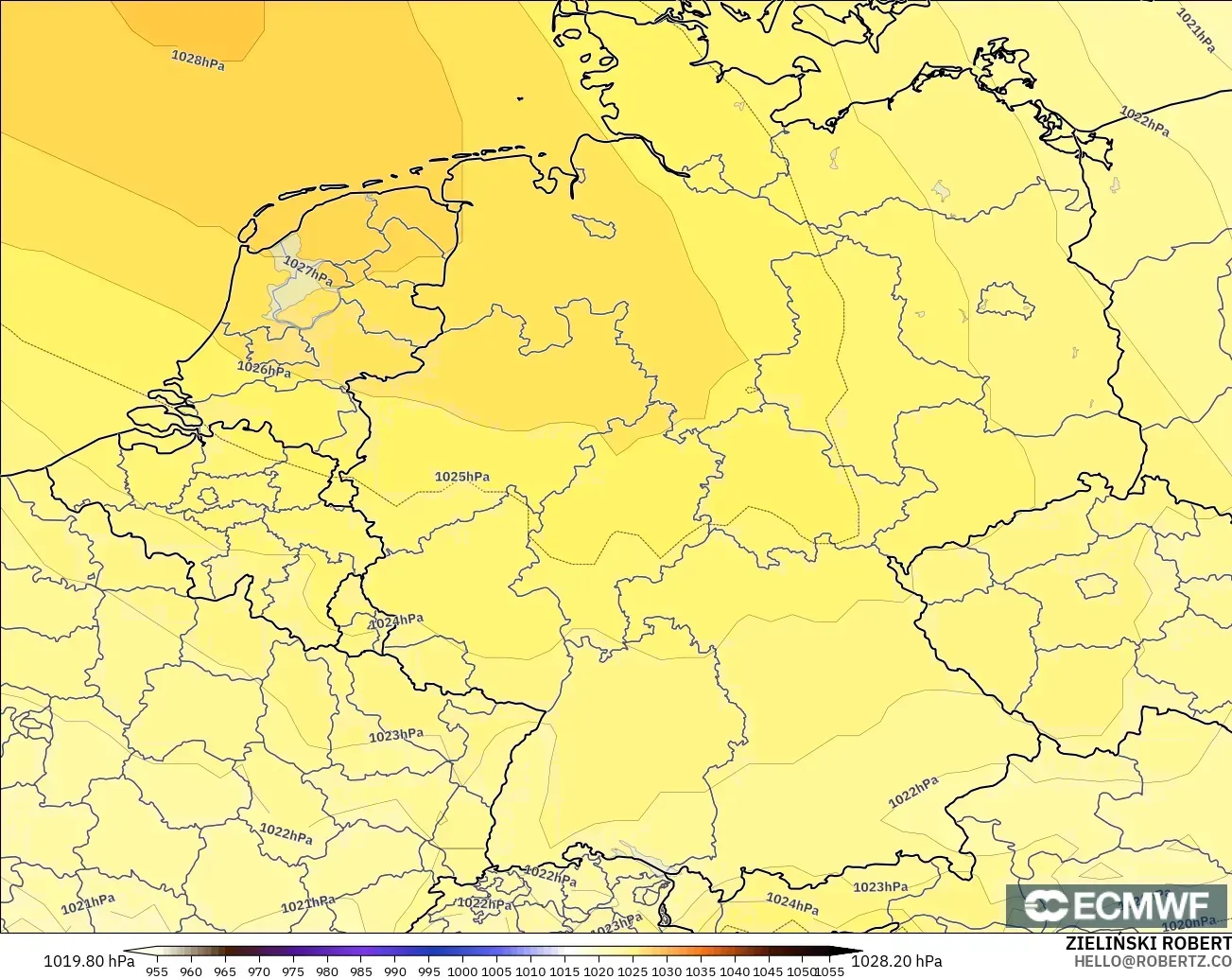ECMWF IFS 0.25° modelo - Alemania, Presión