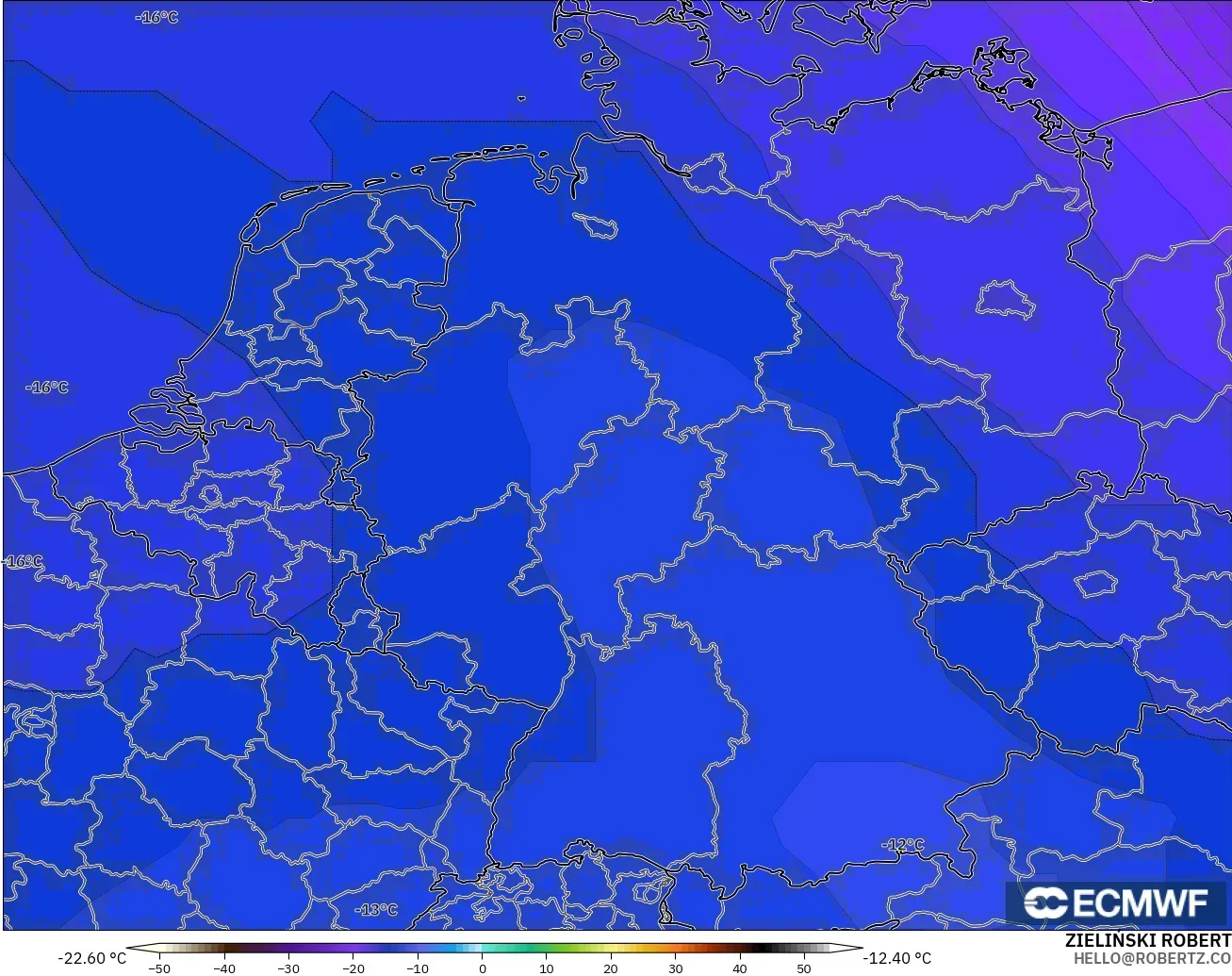 ECMWF IFS 0.25° modelo - Alemania, Temperatura a 500 hPa