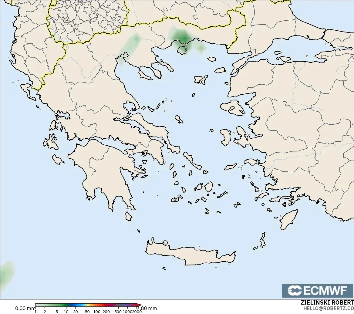 ECMWF IFS 0.25° modelo - Grecia, Acumulación de precipitación