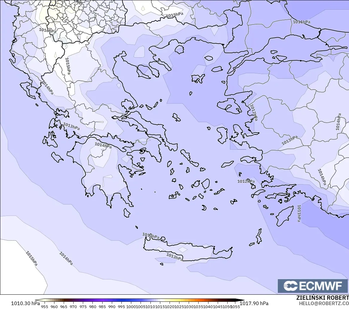 ECMWF IFS 0.25° modelo - Grecia, Presión