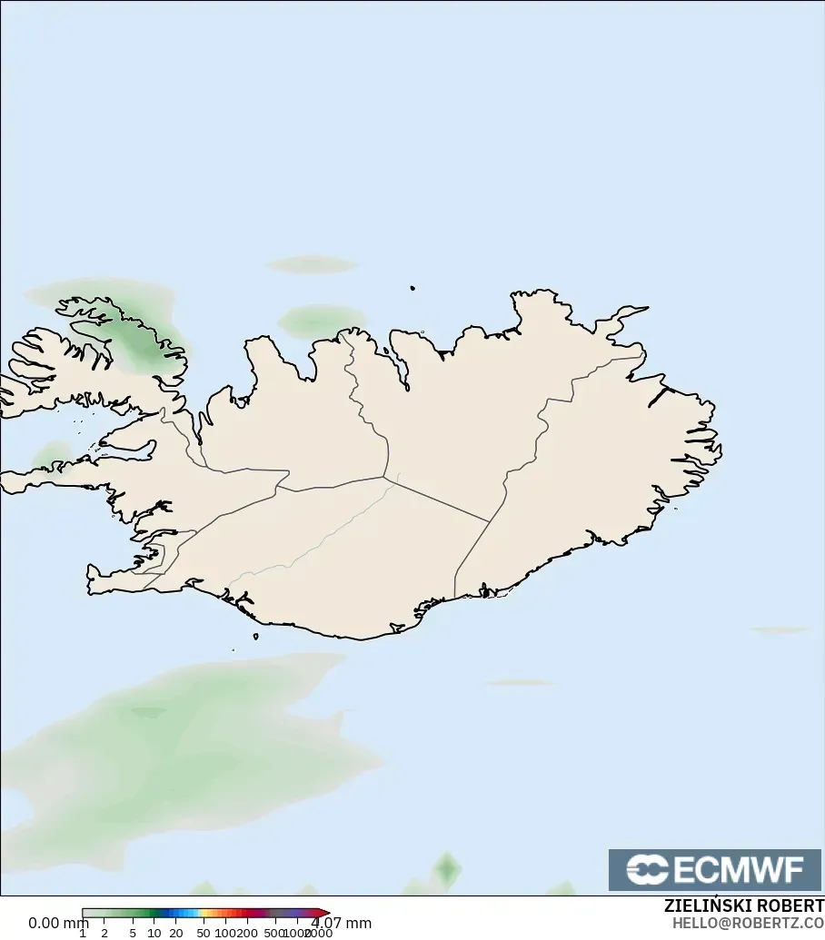 ECMWF IFS 0.25° modelo - Islandia, Acumulación de precipitación