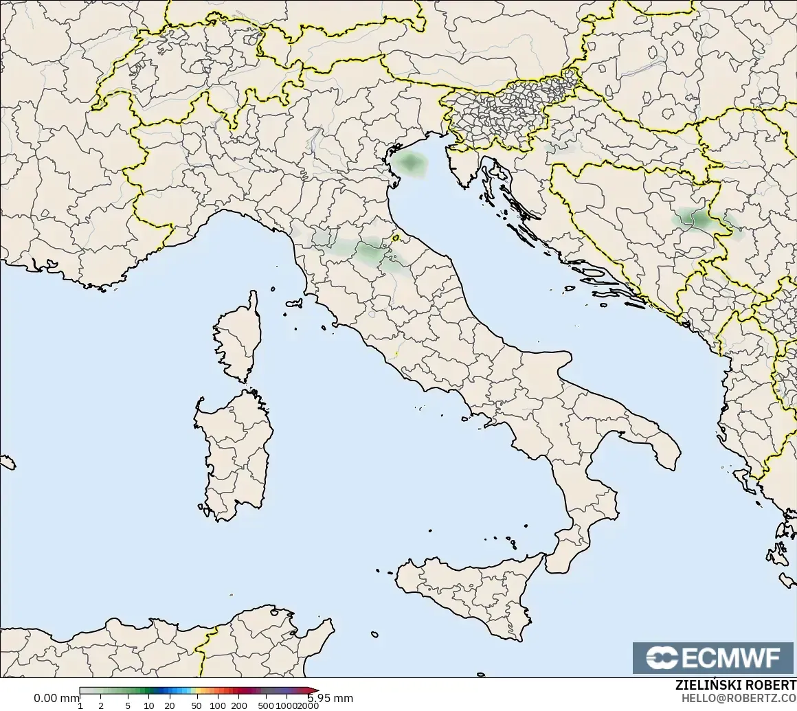 ECMWF IFS 0.25° modelo - Italia, Acumulación de precipitación