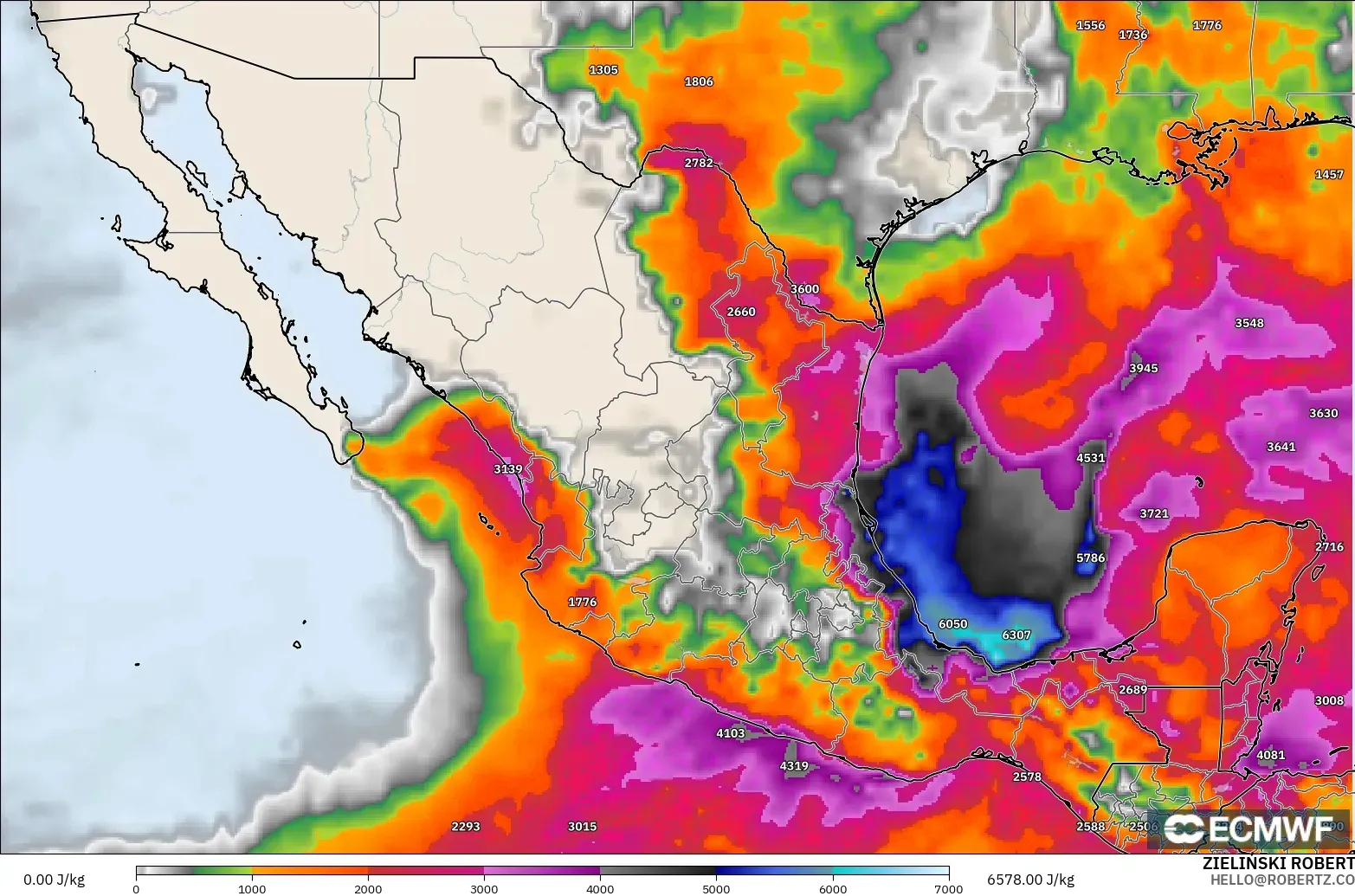 ECMWF IFS 0.25° modelo - México, CAPE