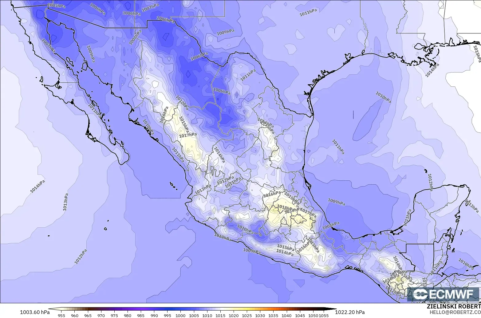 ECMWF IFS 0.25° modelo - México, Presión