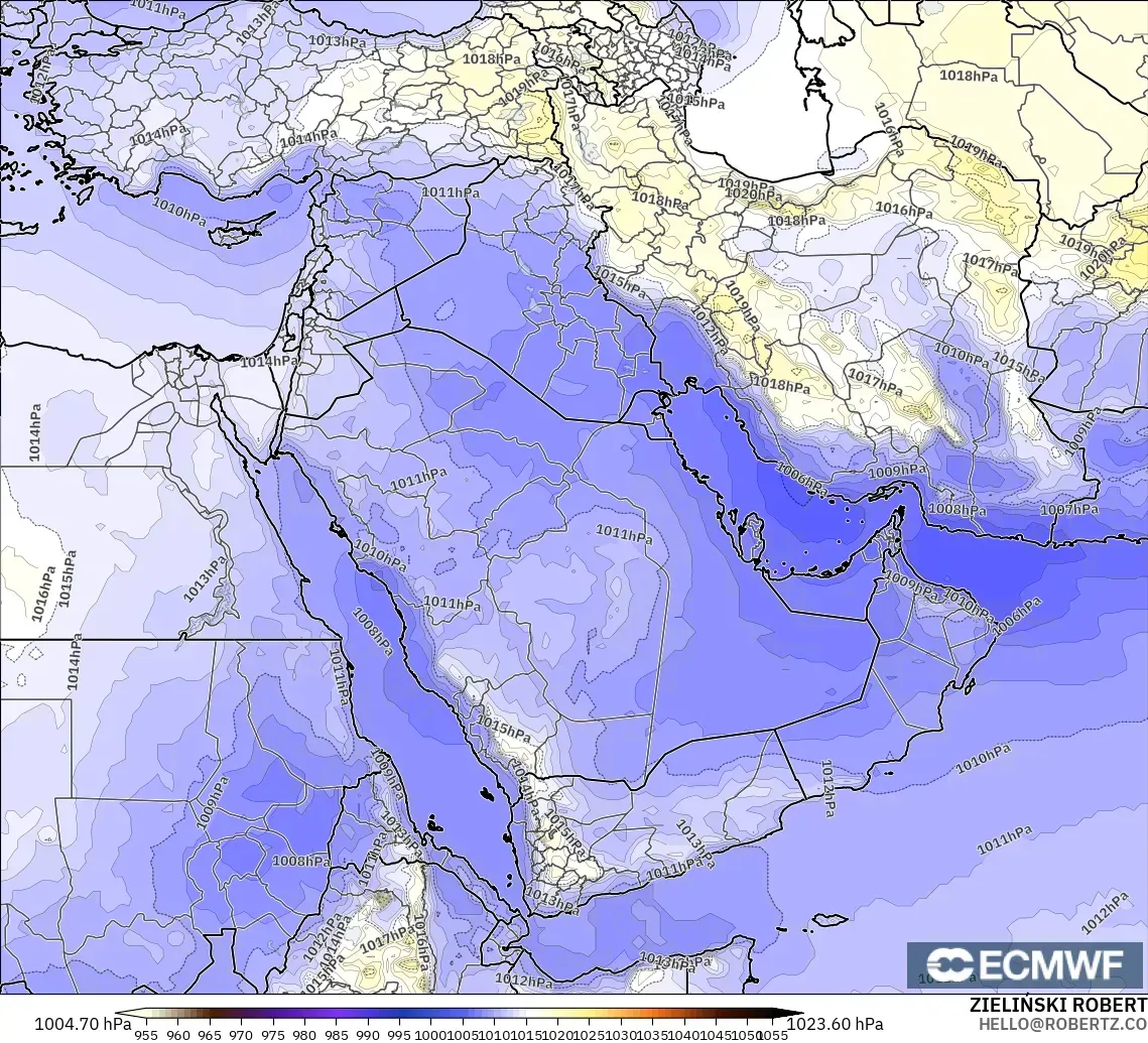 ECMWF IFS 0.25° modelo - Oriente Medio, Presión