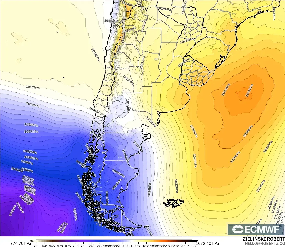 ECMWF IFS 0.25° modelo - Argentina, Presión