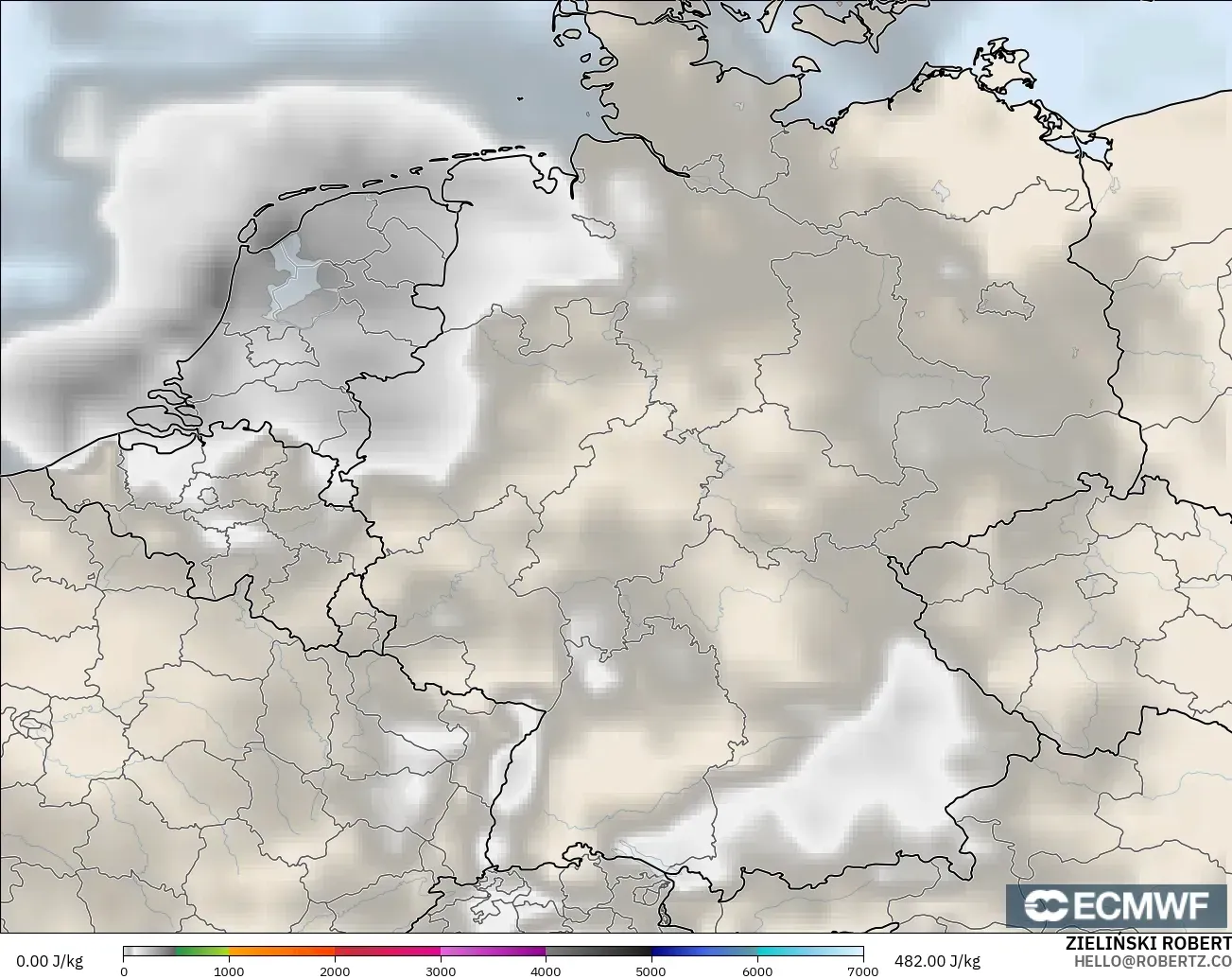 ECMWF IFS 0.25° modelo - Alemania, CAPE