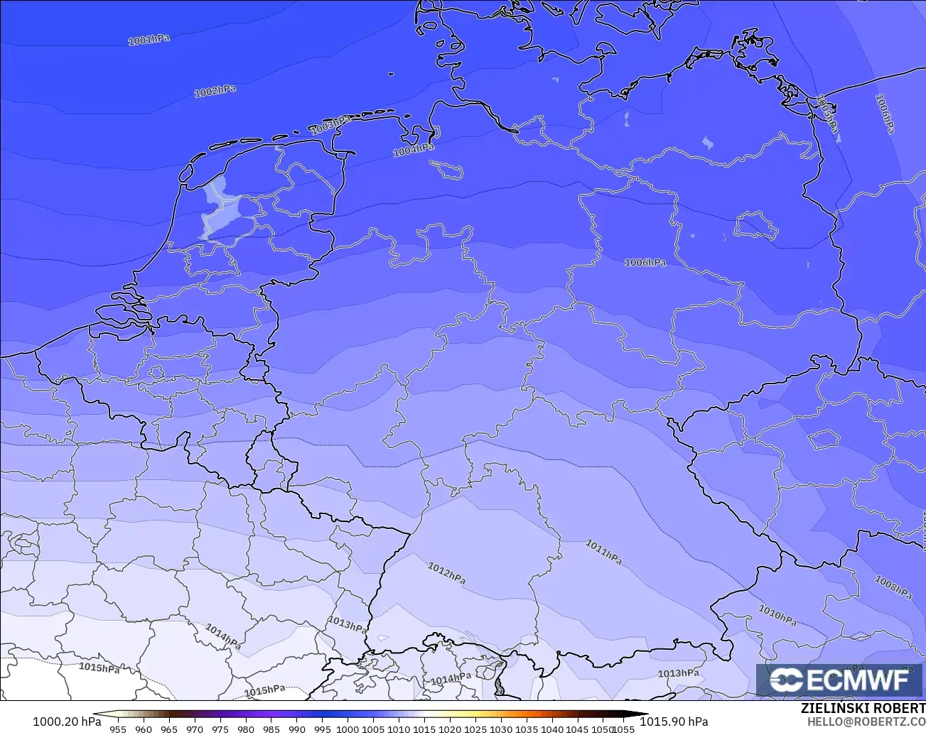 ECMWF IFS 0.25° modelo - Alemania, Presión