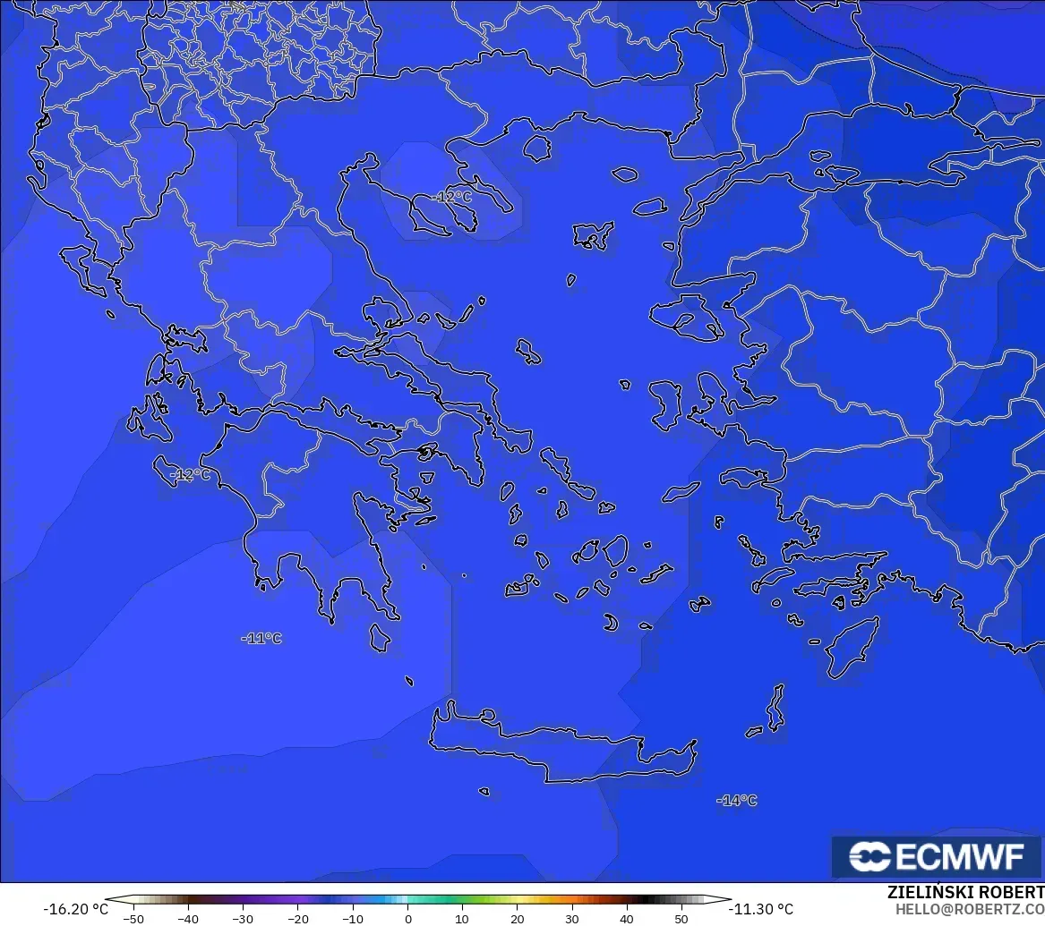 ECMWF IFS 0.25° modelo - Grecia, Temperatura a 500 hPa