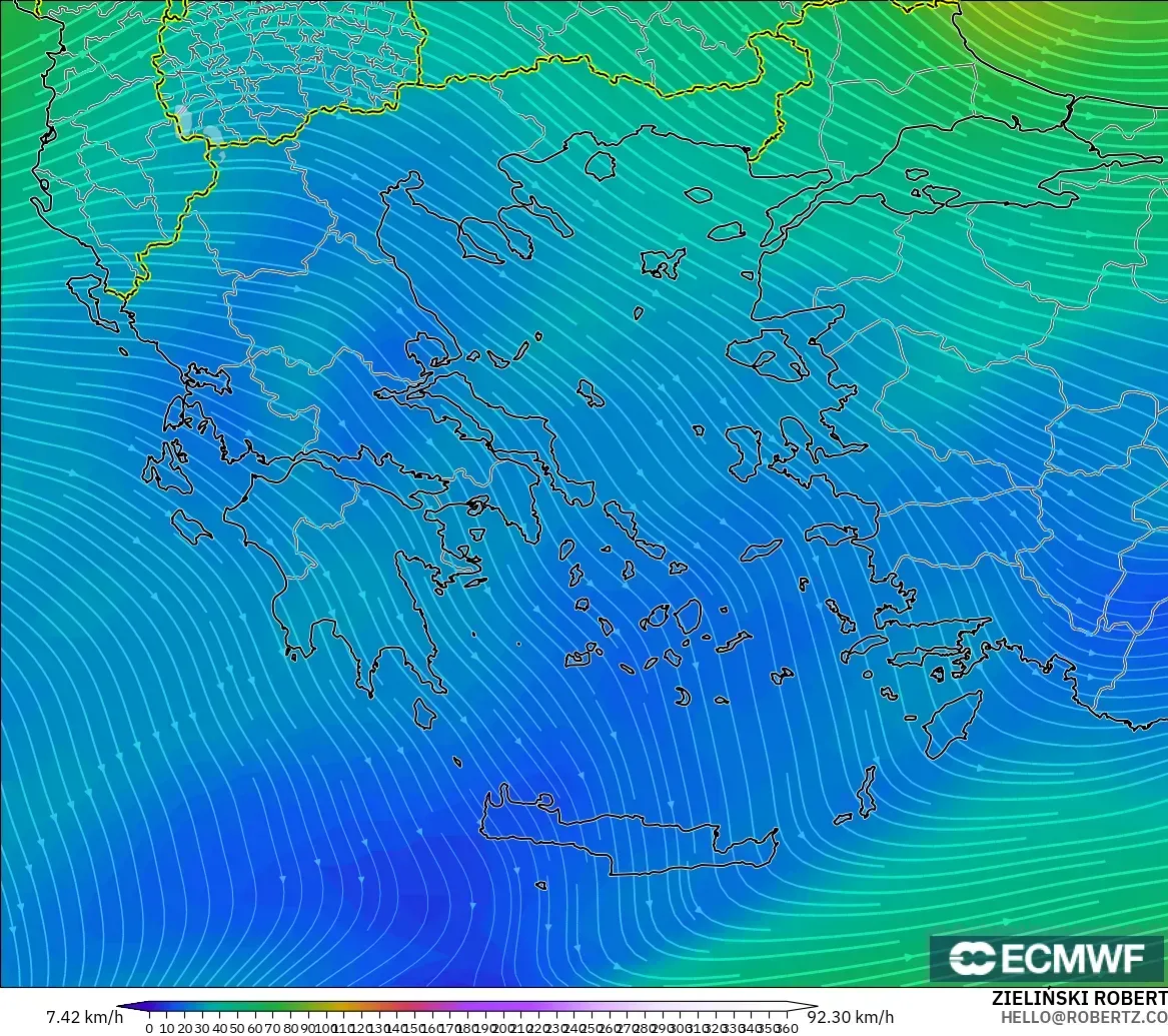ECMWF IFS 0.25° modelo - Grecia, Viento a 300 hPa (corriente en chorro)