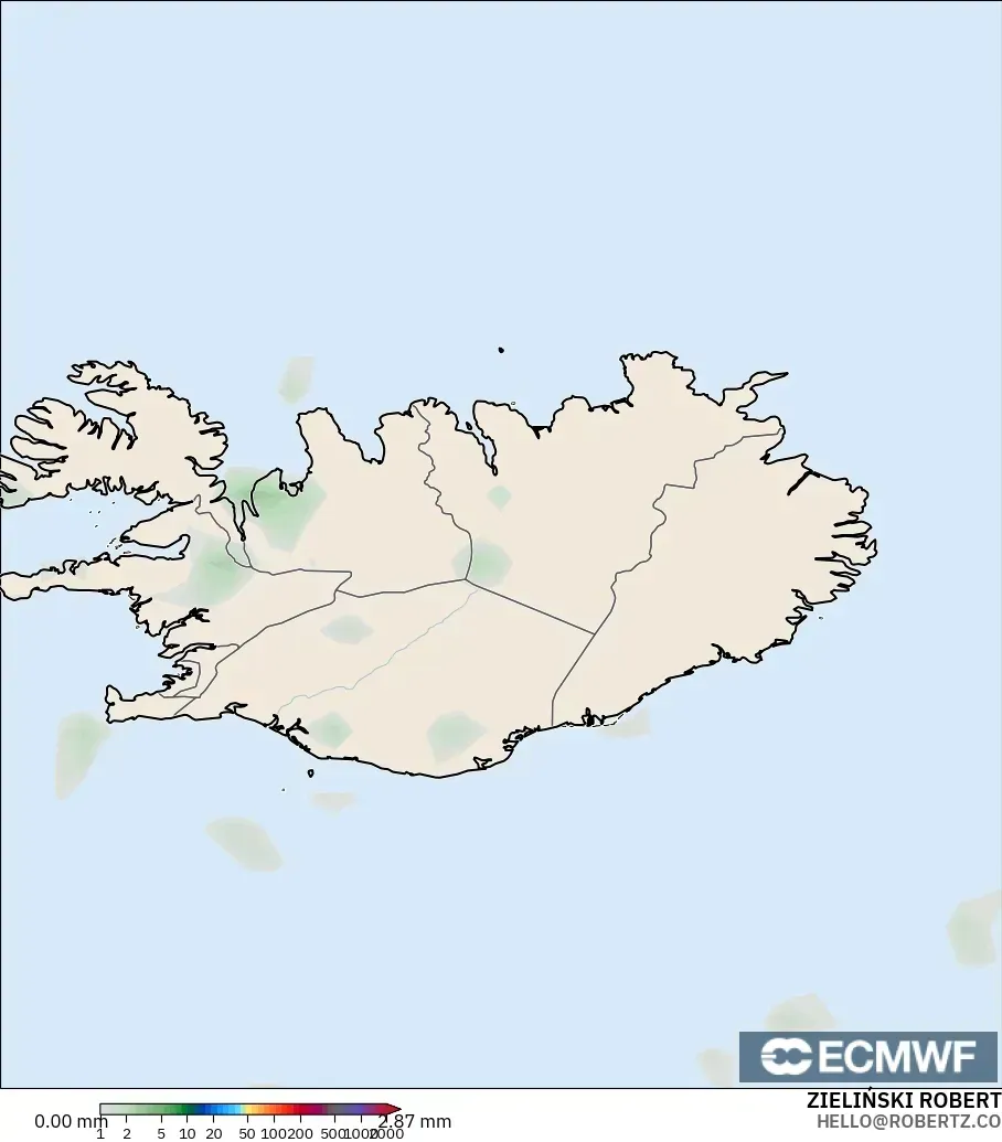 ECMWF IFS 0.25° modelo - Islandia, Acumulación de precipitación