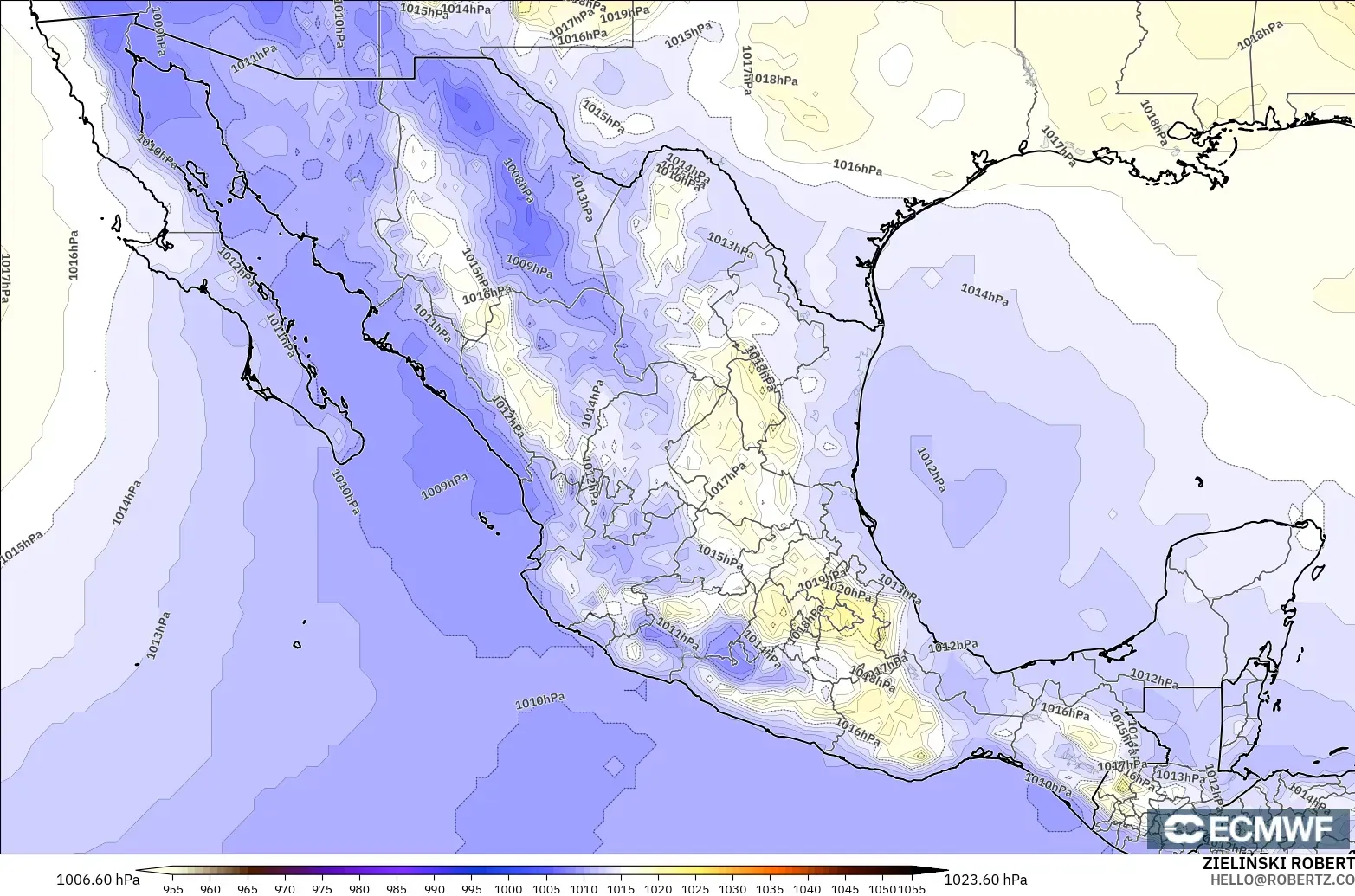 ECMWF IFS 0.25° modelo - México, Presión