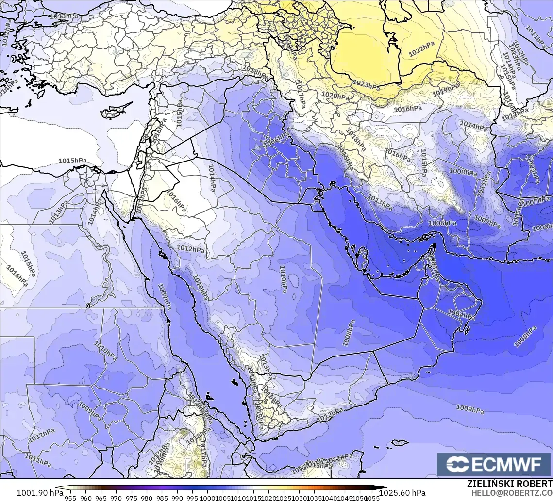ECMWF IFS 0.25° modelo - Oriente Medio, Presión