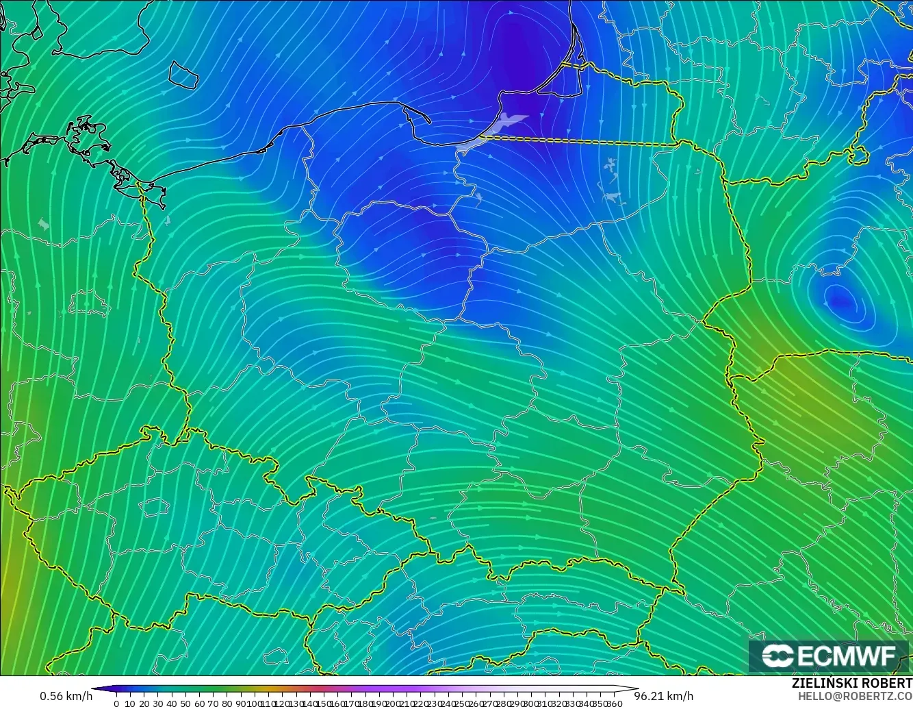 ECMWF IFS 0.25° modelo - Polonia, Viento a 300 hPa (corriente en chorro)