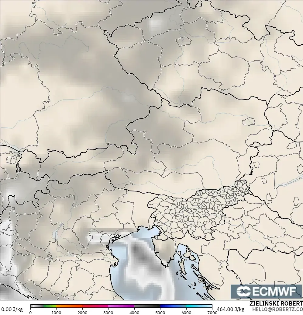 ECMWF IFS 0.25° modelo - Austria, CAPE
