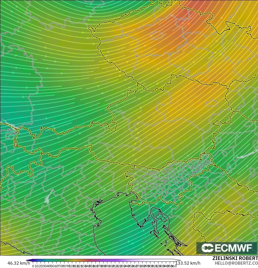 ECMWF IFS 0.25° modelo - Austria, Viento a 300 hPa (corriente en chorro)