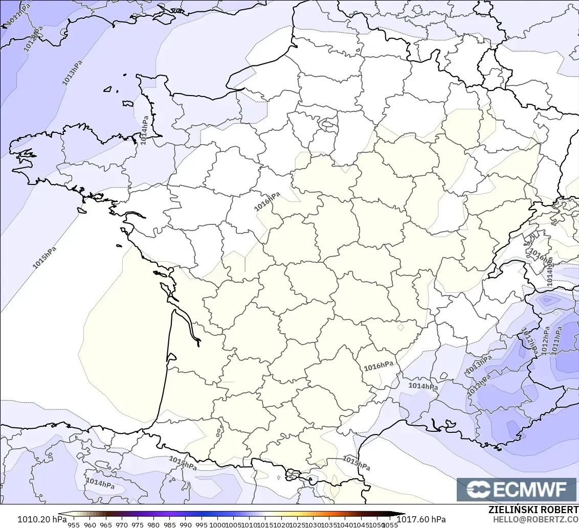 ECMWF IFS 0.25° modelo - Francia, Presión