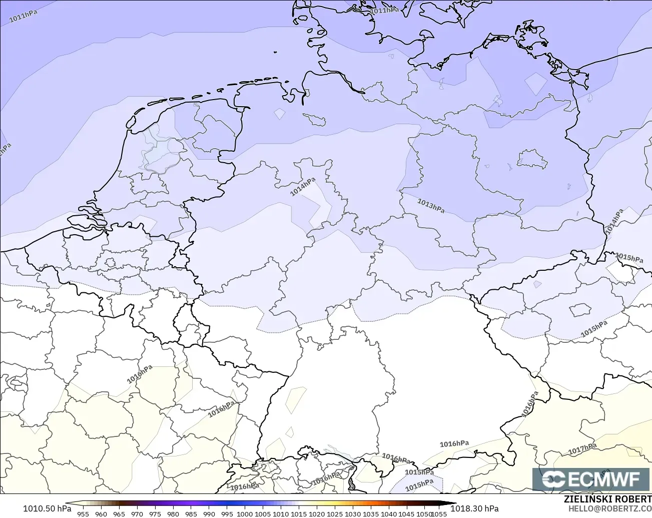 ECMWF IFS 0.25° modelo - Alemania, Presión