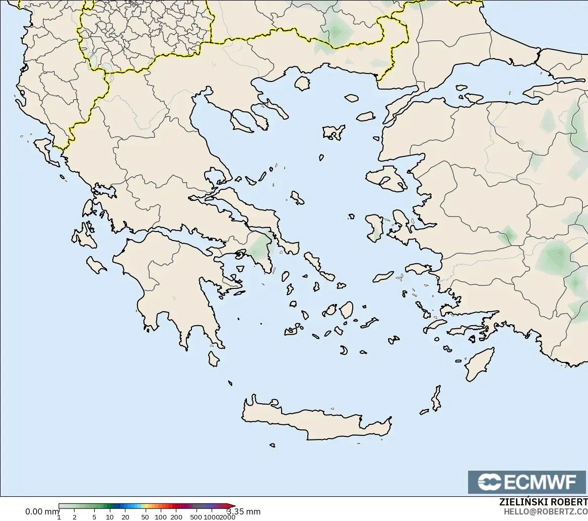 ECMWF IFS 0.25° modelo - Grecia, Acumulación de precipitación