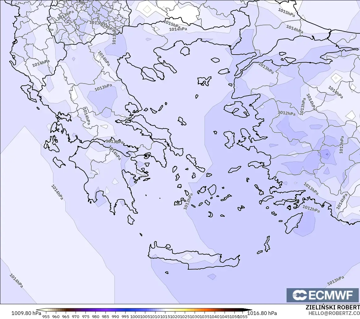 ECMWF IFS 0.25° modelo - Grecia, Presión